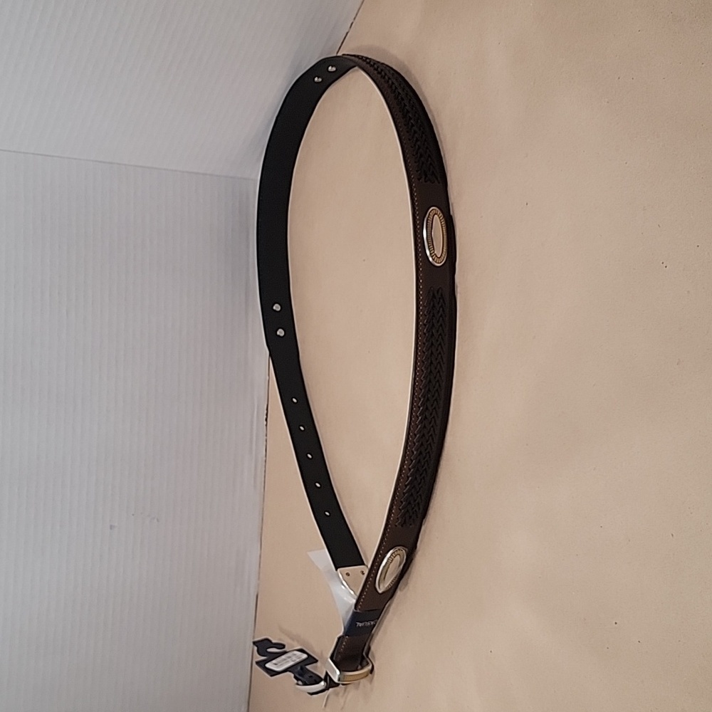 Saddlebred Tan Belt NEW with Tags, Size 36, Braided with Silver/Gold Medallions